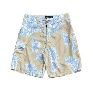 BURNSIDE Mens Size 30 Vintage Tropical Print Surf Swim Bathing Suit Board Shorts